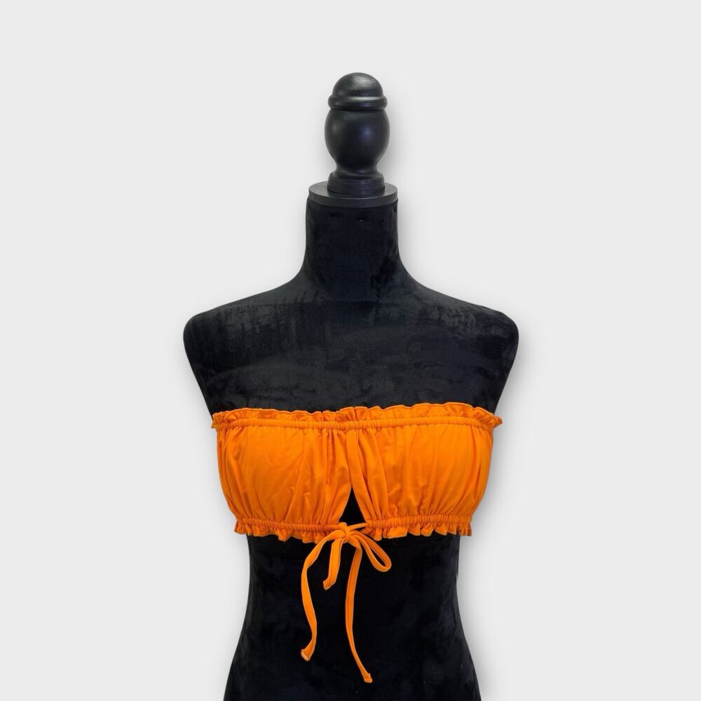 Free People x Toast Ruffle Bikini Top Small Tiger Orange - Wear Multiple Ways